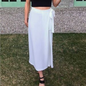 Zara White Midi Wrap Skirt/Wide Leg Pants